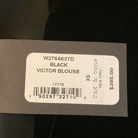 Rag & Bone NWT Victor Black Wrap Style Long Sleeve Blouse. Size XS. - Picture 8 of 8